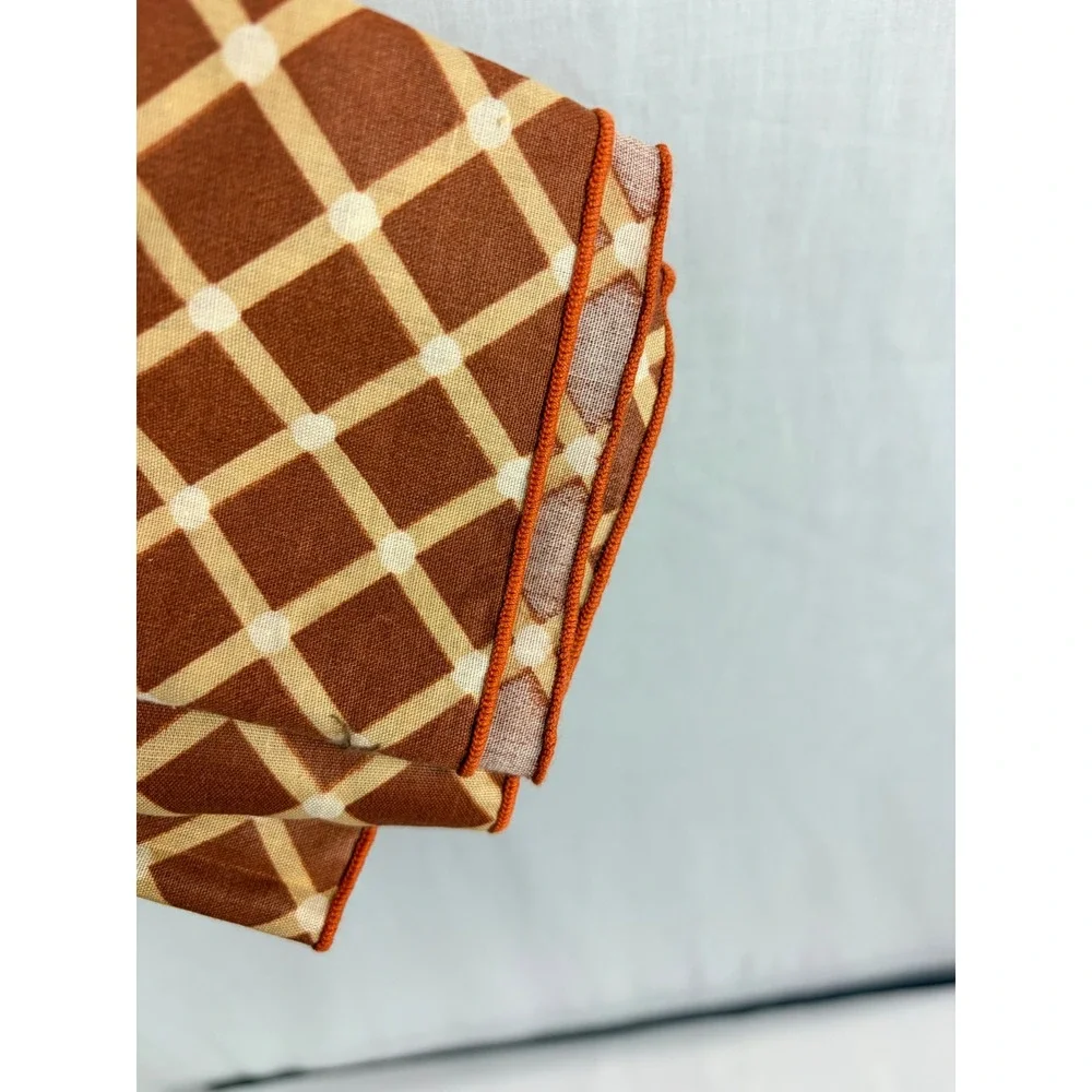 Set of 4 Terracotta Brown Lattice Print Cloth Napkins Autumn Harvest Table Decor